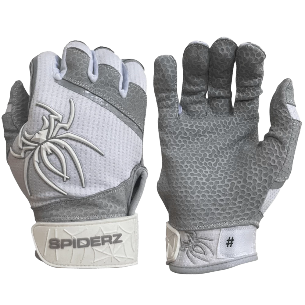 2022 Spiderz PRO Model Batting Gloves: White/Grey 1 2022 Spiderz PRO Model Batting Gloves: White/Grey