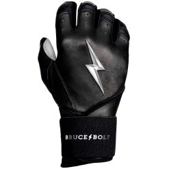 Bruce Bolt PREMIUM PRO Chrome Series Long Cuff Batting Gloves: Black -Baseball Sale Store LC CHRB RIGHT