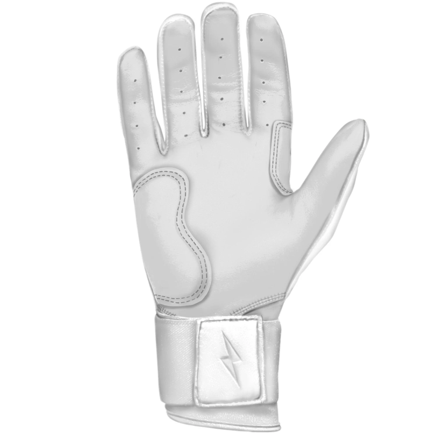 Bruce Bolt PREMIUM PRO Chrome Series Long Cuff Batting Gloves: White 6 Bruce Bolt PREMIUM PRO Chrome Series Long Cuff Batting Gloves: White - Image 6