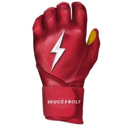 Bruce Bolt PREMIUM PRO Long Cuff Batting Gloves: Red -Baseball Sale Store LC REDG LEFT