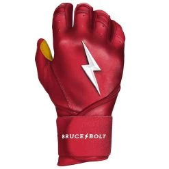 Bruce Bolt PREMIUM PRO Long Cuff Batting Gloves: Red -Baseball Sale Store LC REDG RIGHT