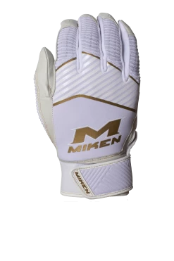 Miken Softball MK7X Adult White And Gold Batting Gloves: MBGGLD-WHT -Baseball Sale Store MBGGLDwhite3
