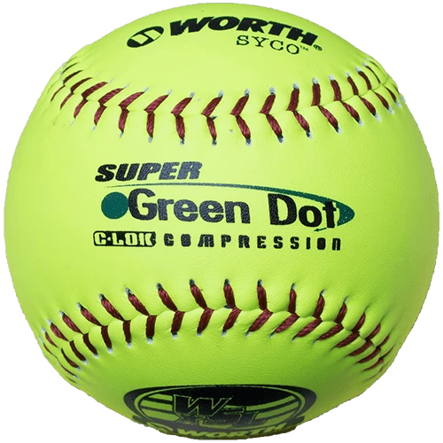 Worth 11" Super Green Dot WSL Slowpitch Softballs 47/400 (Dozen): YS11WSLC 1 Worth 11" Super Green Dot WSL Slowpitch Softballs 47/400 (Dozen): YS11WSLC
