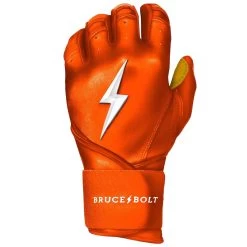 Bruce Bolt PREMIUM PRO Long Cuff Batting Gloves: Orange -Baseball Sale Store premium pro long cuff batting gloves orange brucebolt 129041