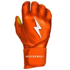 Bruce Bolt PREMIUM PRO Long Cuff Batting Gloves: Orange -Baseball Sale Store premium pro long cuff batting gloves orange brucebolt 388194
